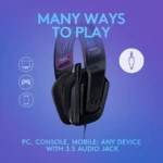 ONIKUMA GT828 Logitech G335 Wired Gaming Headset - Black - Image 3
