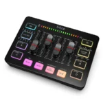 FIFINE AmpliGame SC3 Gaming Audio Mixer with XLR Mic Support & RGB Effects (Black,White)