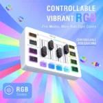 FIFINE AmpliGame SC3 Gaming Audio Mixer with XLR Mic Support & RGB Effects (Black,White) - Image 4