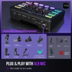 FIFINE AmpliGame SC3 Gaming Audio Mixer with XLR Mic Support & RGB Effects (Black,White) - Image 11