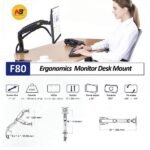 NB F80 Single Monitor 17″ – 30″ Arm Desk Mount Table Stand Full Motion Flat, 2-9 KG - Image 5
