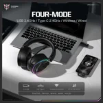 ONIKUMA GT836 Gaming Headset with Four-Mode Connectivity- Black - Image 4