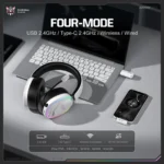 ONIKUMA GT836 Gaming Headset with Four-Mode Connectivity- White - Image 3