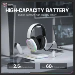 ONIKUMA GT836 Gaming Headset with Four-Mode Connectivity- White - Image 4
