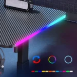 110cm RGB Carbon Fiber Gaming Desk Table with Cup & Speaker Holders - Black - Image 2