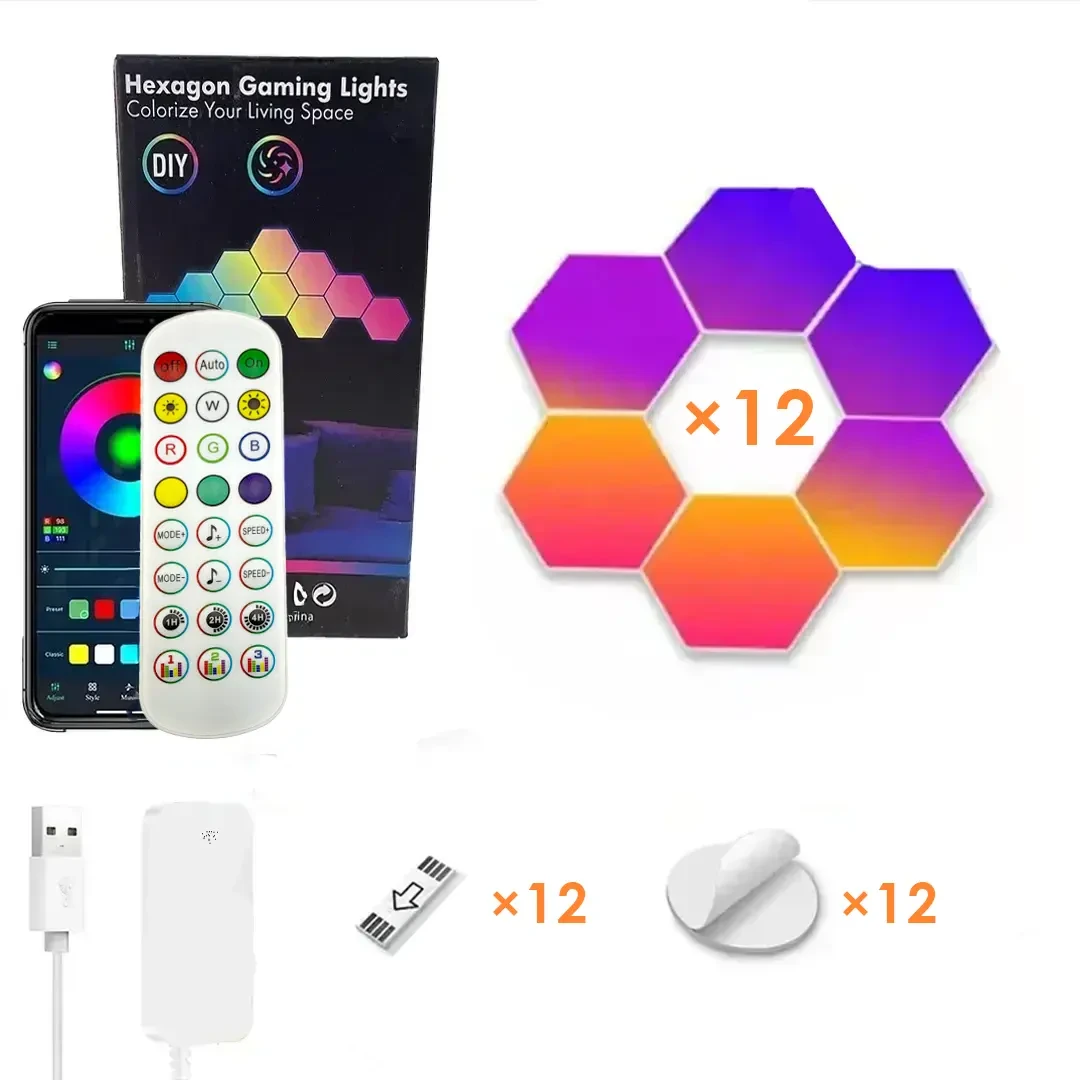 AR-000191 Smart RGB LED Hexagon Wall Lights 10 PCS - Image 1